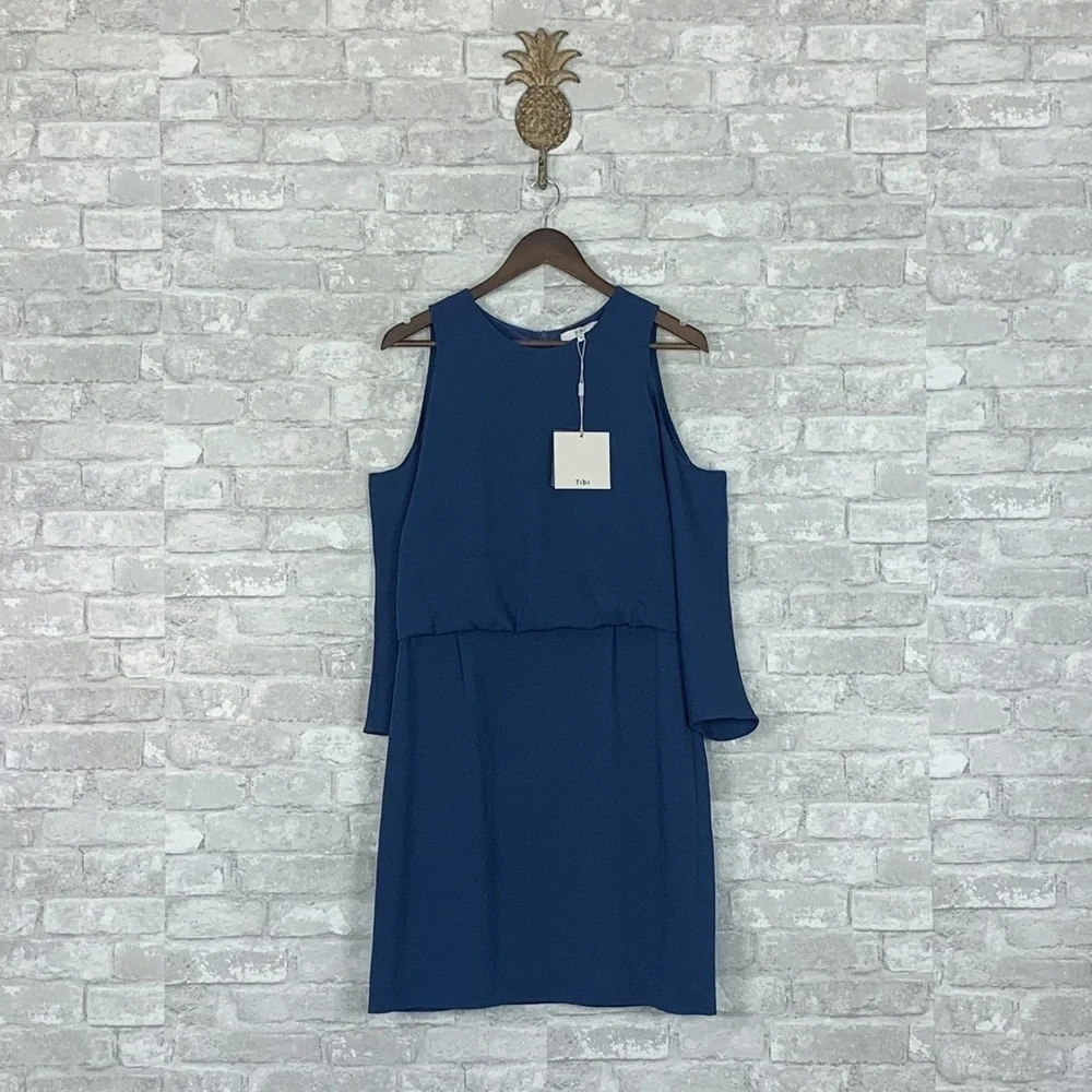 NWT Tibi Savanna Cold Shoulder Sheath Dress Delta